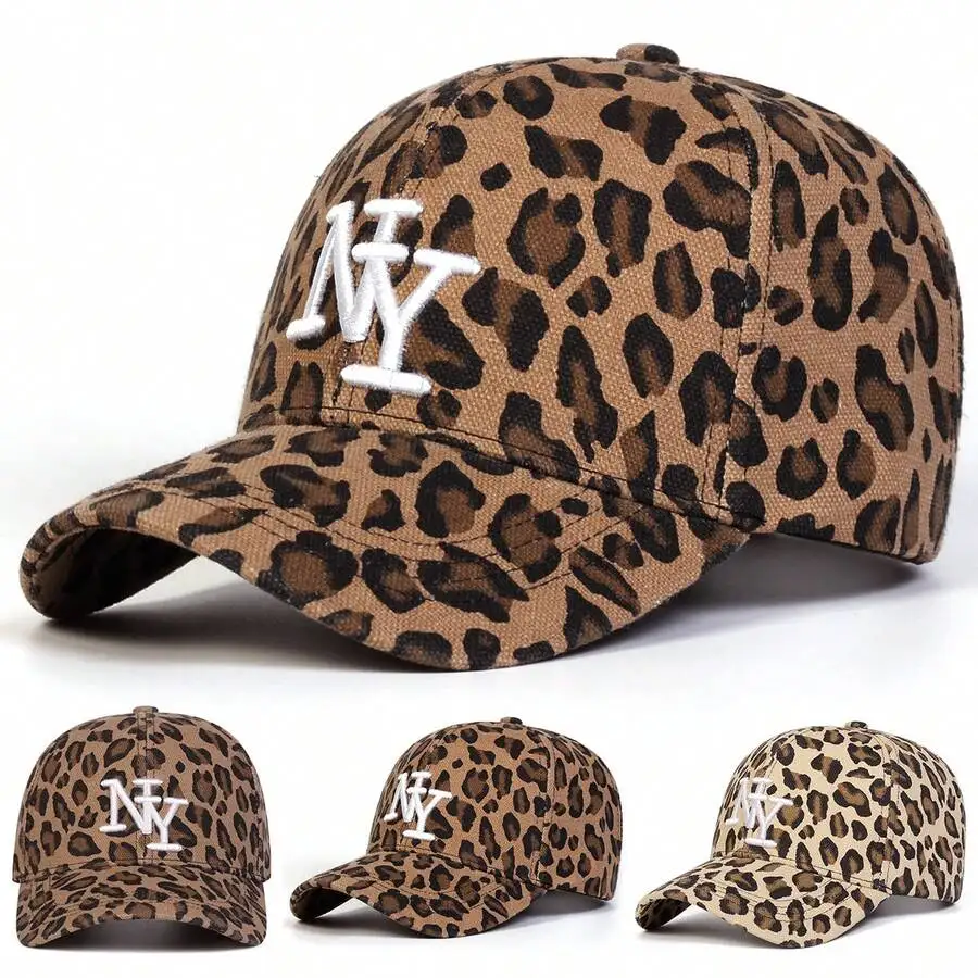Street Fashion Model - 1pc Women's NY Leopard Letter Embroidered