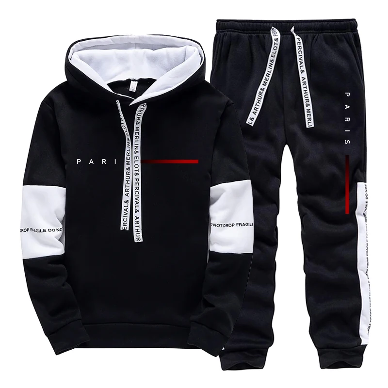 Street Fashion Us - Men's Set Paris Fashion Hoodie and