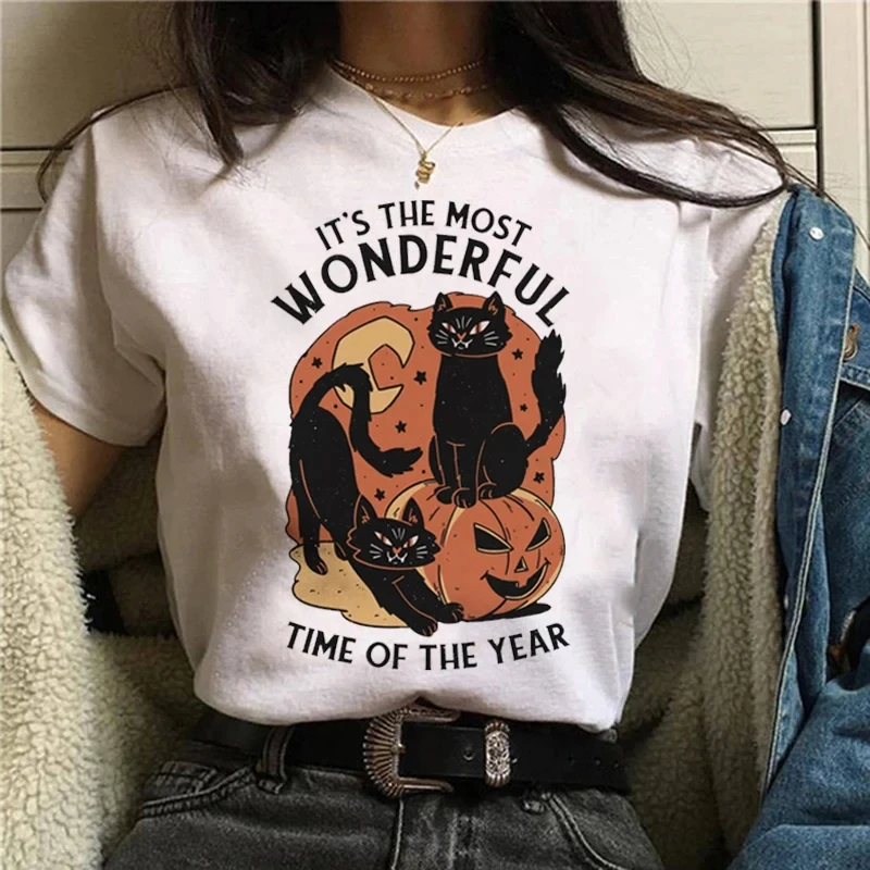 Cartoon Halloween Cat T-shirt  – обзор и цена Street Fashion Asian