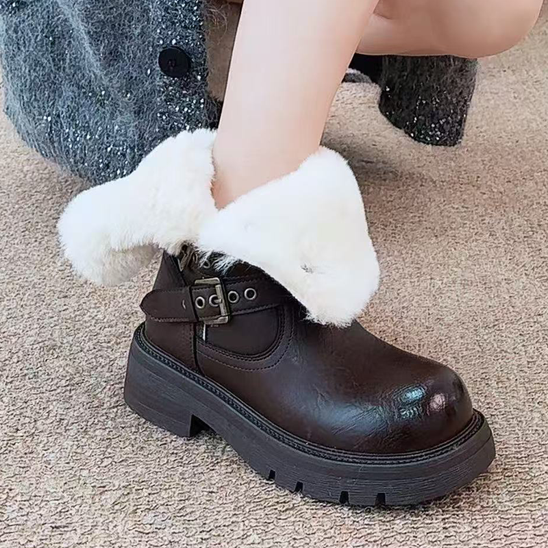 Fur Ankle Boots Women Flats De – обзор и цена Street Fashion Walking