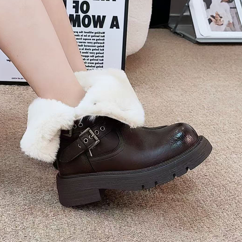 Fur Ankle Boots Women Flats De – обзор и цена Street Fashion Walking