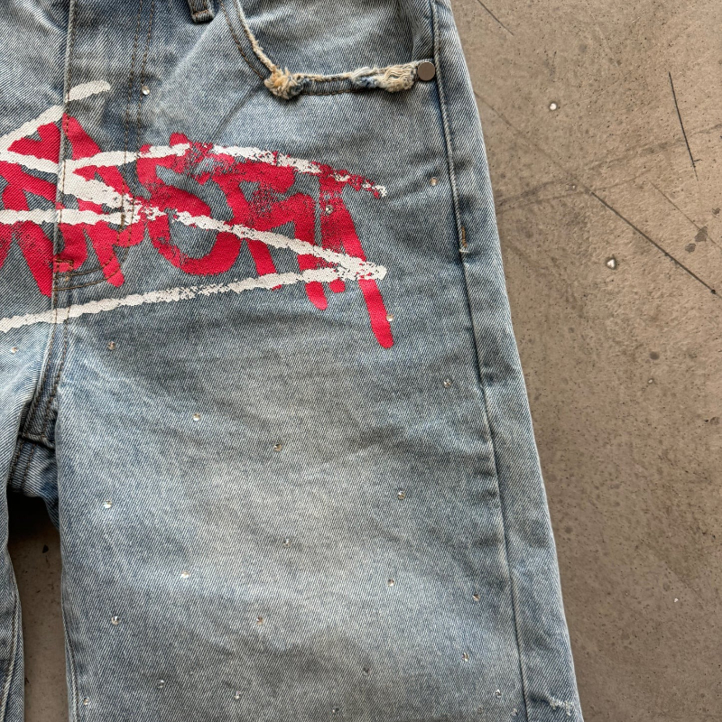 Y2K Graffiti Jorts Rhinestone  – обзор и цена Street Fashion Art